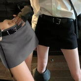 BXOXO Y2K Low Waist Mini Skirt With short lining Sexy A-line Package Hips Mini Short Skater Party Femme Gray Black